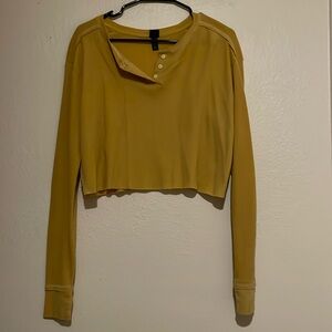 WILD FABLE Waffle Cropped Long-Sleeve Top